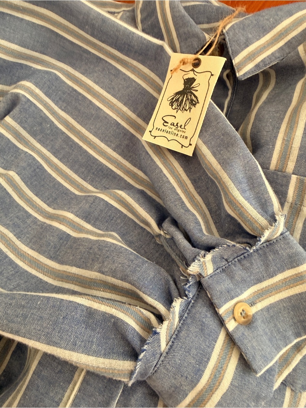 Blue Striped Ruffle-Hem Mini Dress - Picture 4 of 8